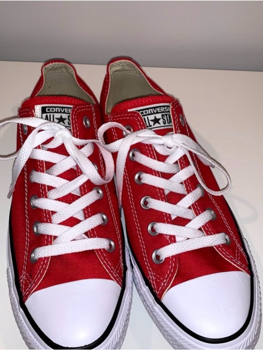 Converse Red Low Top Sneakers with White Accents